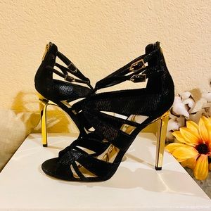 Sam Edelman ‘Pepper’ Lizard Heel (Size 7, Black)